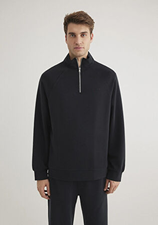 Yarı Fermuarlı Siyah Sweatshirt 0S10328-71379