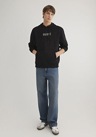 Kapüşonlu Siyah Sweatshirt 0S10326-900