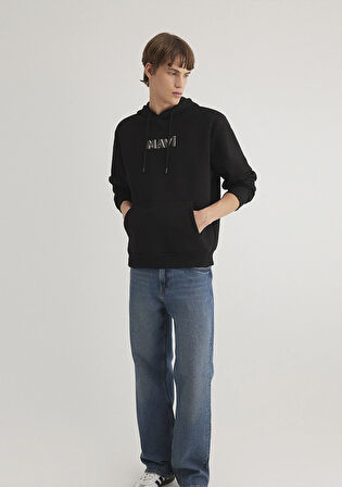Kapüşonlu Siyah Sweatshirt 0S10326-900