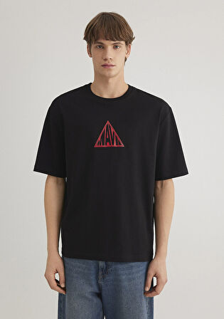 Mavi Baskılı Siyah Tişört 0612524-900