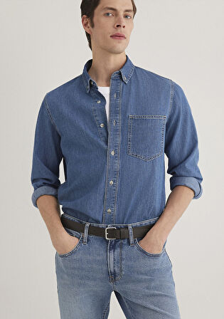 Jayden Classic Denim Indigo Mavisi Jean Gömlek 0211065-89294