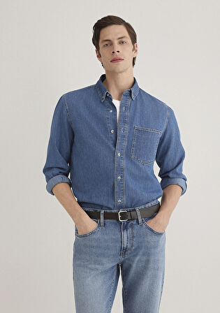Jayden Classic Denim Indigo Mavisi Jean Gömlek 0211065-89294