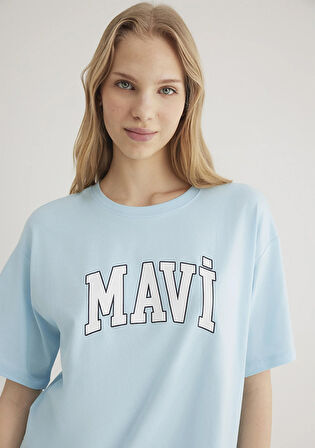 Mavi Logo Baskılı Mavi Tişört 1600843-70806
