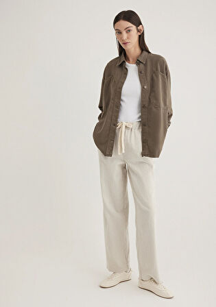 Beli Bağcıklı Bej Pantolon 1010945-35043