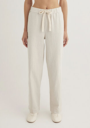 Beli Bağcıklı Bej Pantolon 1010945-35043