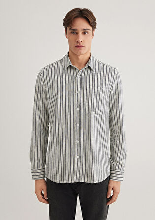 Çizgi Detaylı Beyaz Gömlek 0211425-18790