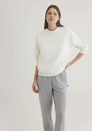 Bisiklet Yaka Ekru Sweatshirt 1S10296-70057