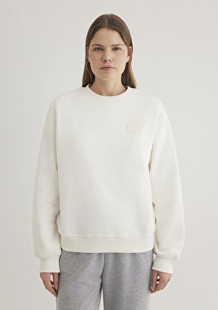 Bisiklet Yaka Ekru Sweatshirt 1S10296-70057