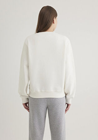 Bisiklet Yaka Ekru Sweatshirt 1S10296-70057