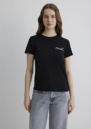 Mavi Logo Baskılı Siyah Tişört 1612962-900