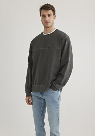 Bisiklet Yaka Gri Sweatshirt 0S10337-70092