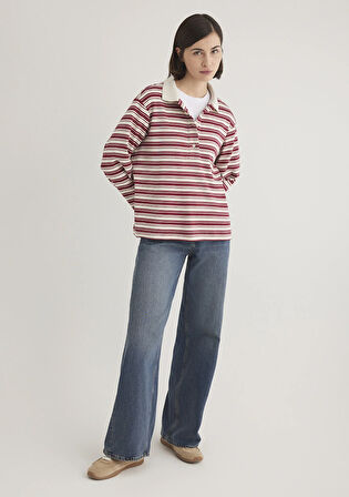 Çizgili Bordo Polo Tişört 1612900-70430