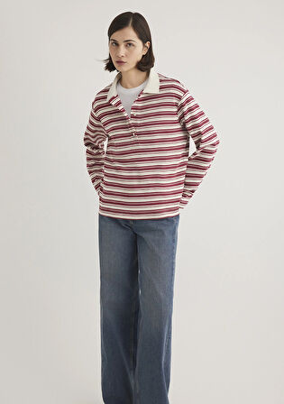 Çizgili Bordo Polo Tişört 1612900-70430