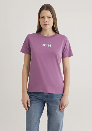 Mavi Baskılı Pembe Tişört 1612241-70987