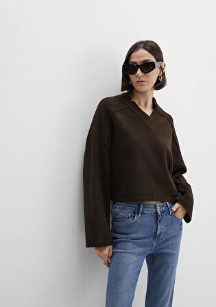 Yün Karışımlı Kahverengi Kazak 1710626-88615