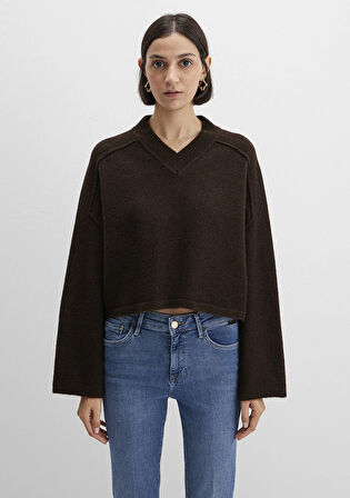 Yün Karışımlı Kahverengi Kazak 1710626-88615