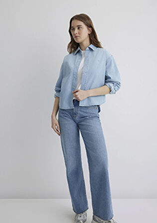 Carlia Classic Denim Açık Mavi Jean Gömlek 1210924-89580