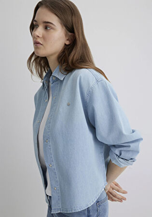 Carlia Classic Denim Açık Mavi Jean Gömlek 1210924-89580
