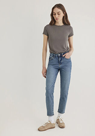 Cindy Gold Shape Puslu Indigo Mavisi Jean Pantolon 100277-89183