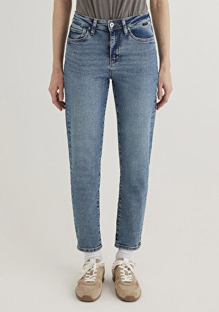 Cindy Gold Shape Puslu Indigo Mavisi Jean Pantolon 100277-89183