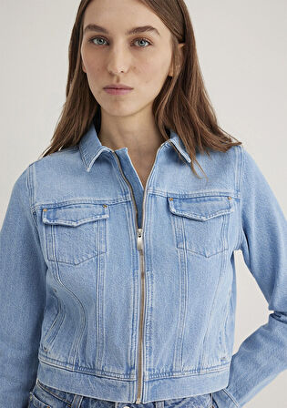 Larina Gold Premium Buz Mavi Jean Ceket 1110643-89217