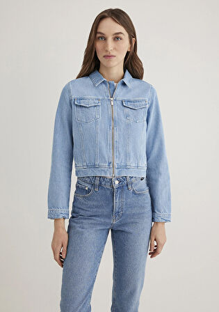 Larina Gold Premium Buz Mavi Jean Ceket 1110643-89217