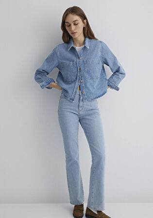 Paola Mavi Premium Indigo Mavisi Jean Gömlek 1210779-89212