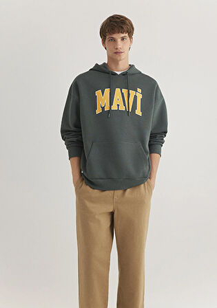 Mavi Logo Baskılı Kapüşonlu Yeşil Sweatshirt 067149-71598