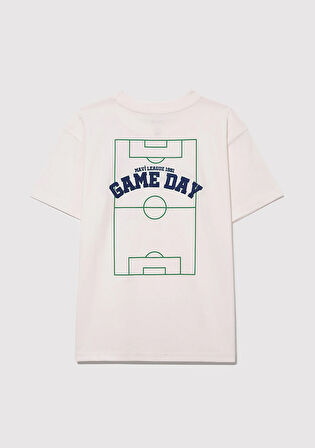 Mavi Baskılı Ekru Tişört 6610323-70057