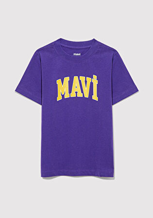 Mavi Logo Baskılı Mor Tişört 6610030-70692