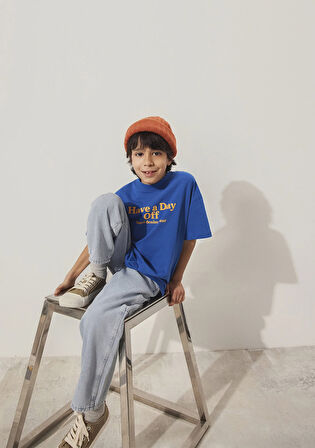 Baskılı Mavi Tişört 6610277-82491