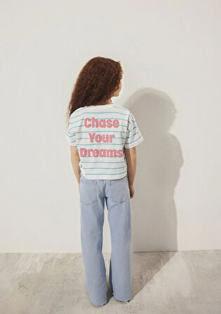 Baskılı Yeşil Çizgili Tişört 7610272-89543