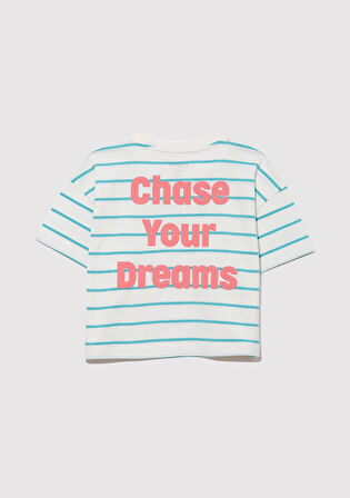 Baskılı Yeşil Çizgili Tişört 7610272-89543