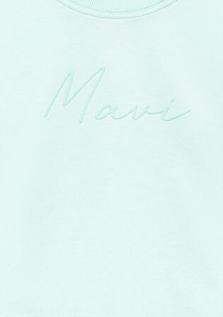 Mavi Logo Baskılı Yeşil Crop Tişört 7610181-71676