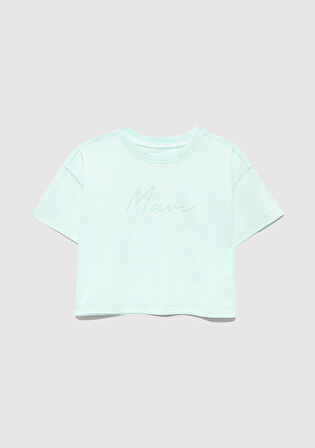 Mavi Logo Baskılı Yeşil Crop Tişört 7610181-71676