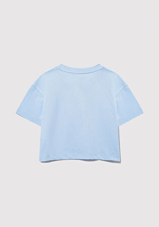 M Logo Baskılı Mavi Tişört 7610276-80213