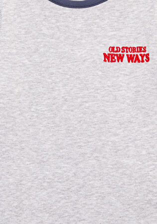 Nakış Detaylı Gri Tişört 7610267-88467