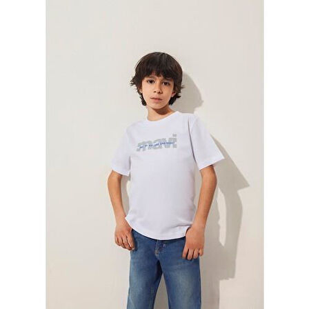 MAVİ BASKILI LOGO TİŞÖRT