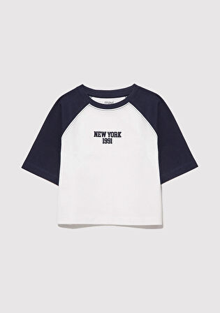 New York Baskılı Ekru Tişört 7610266-70057