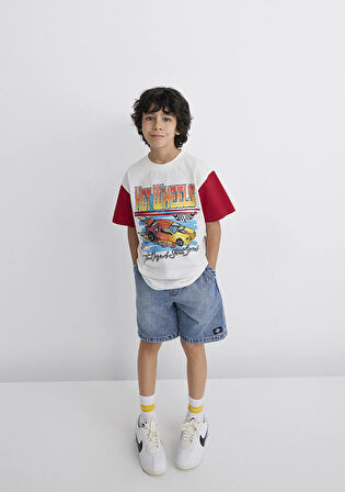 Hot Wheels Baskılı Ekru Tişört 6610304-70057