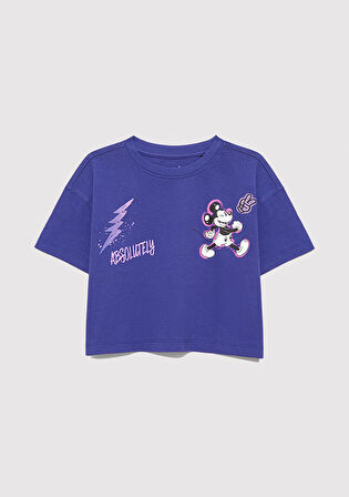 Mickey Mouse Baskılı Mor Tişört 7610297-70908