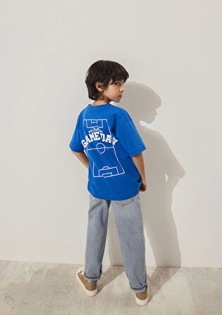 Game Day Baskılı Mavi Tişört 6610265-82491