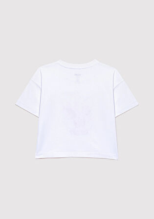 MVJNS Baskılı Crop Beyaz Tişört 7610275-620