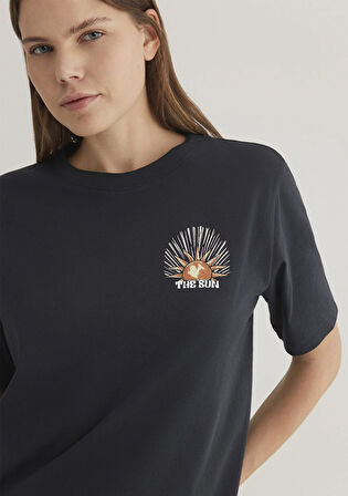 Astroloji Baskılı Antrasit Tişört 1612949-70087