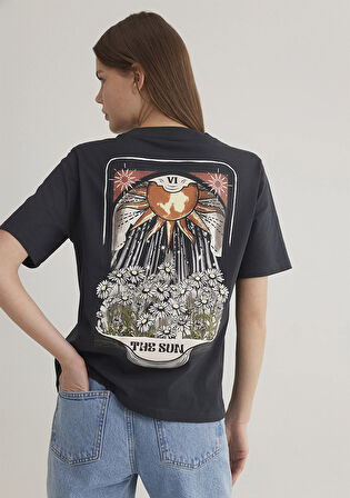 Astroloji Baskılı Antrasit Tişört 1612949-70087