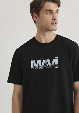 Mavi Logo Baskılı Siyah Tişört 0610948-900