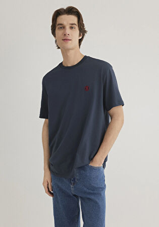 2li Mavi Logo Baskılı Beyaz Tişört 0612545-620