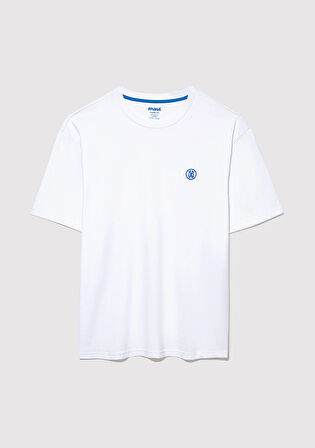 2li Mavi Logo Baskılı Beyaz Tişört 0612545-620