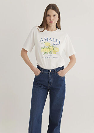 Amalfi Baskılı Ekru Tişört 1613054-70057