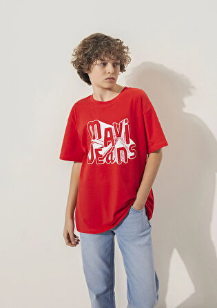 Mavi Jeans Baskılı Kırmızı Tişört 6610281-88523